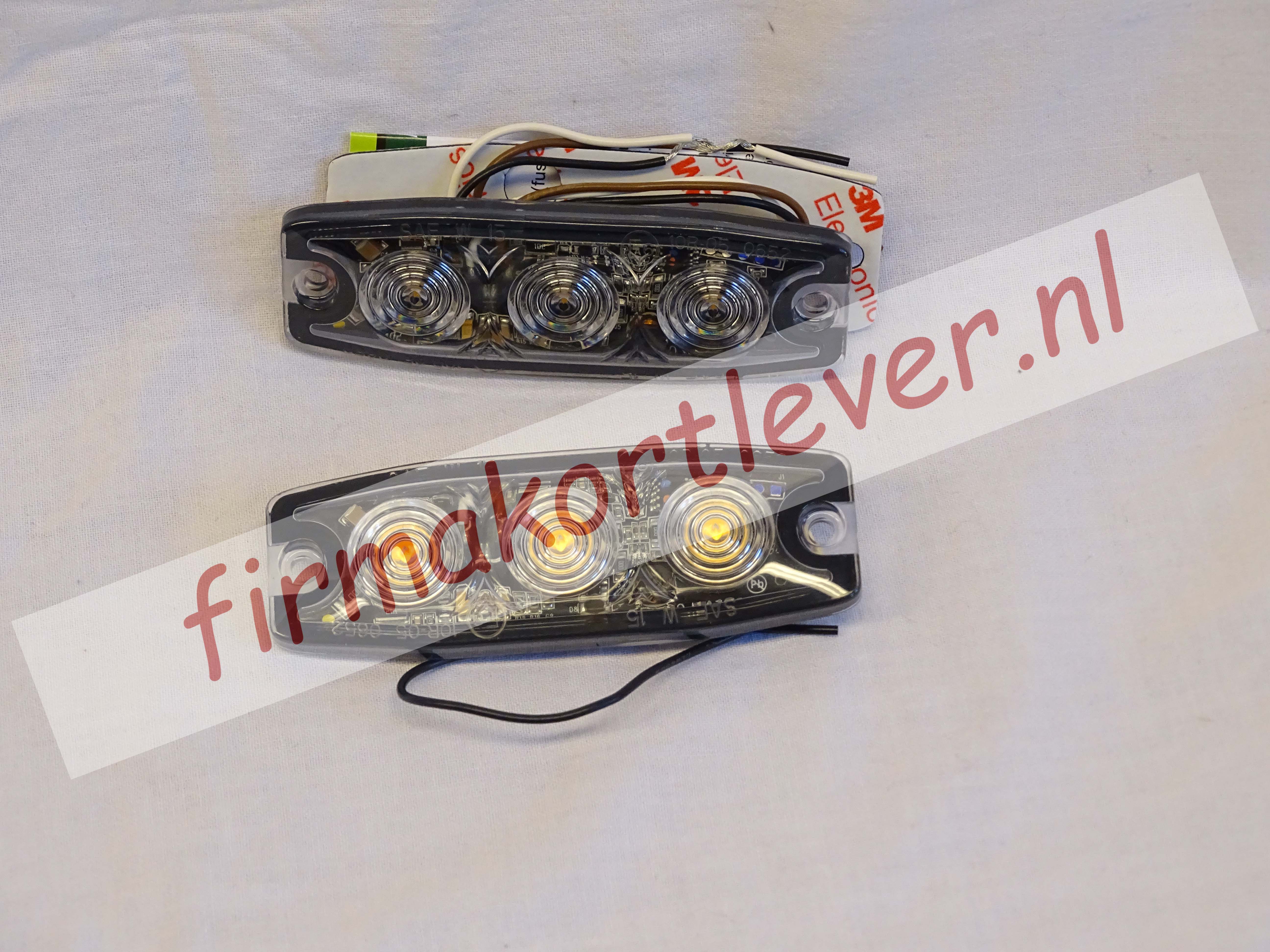 Ultradunne opbouw led flitser met 3 leds diverse kleuren