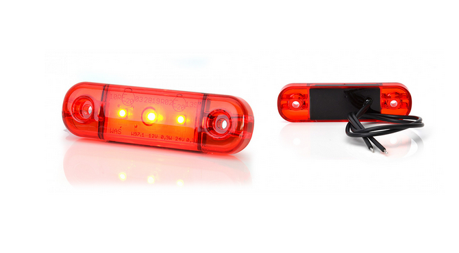 WAS Markeringslamp 12/24v rood Kortlever