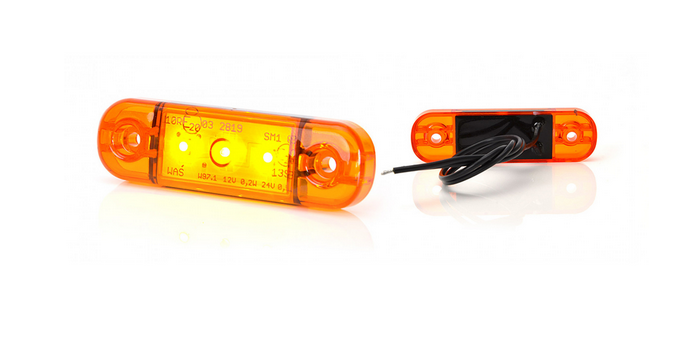 WAS Markeringslamp LED oranje 3 led 12/24v Kortlever